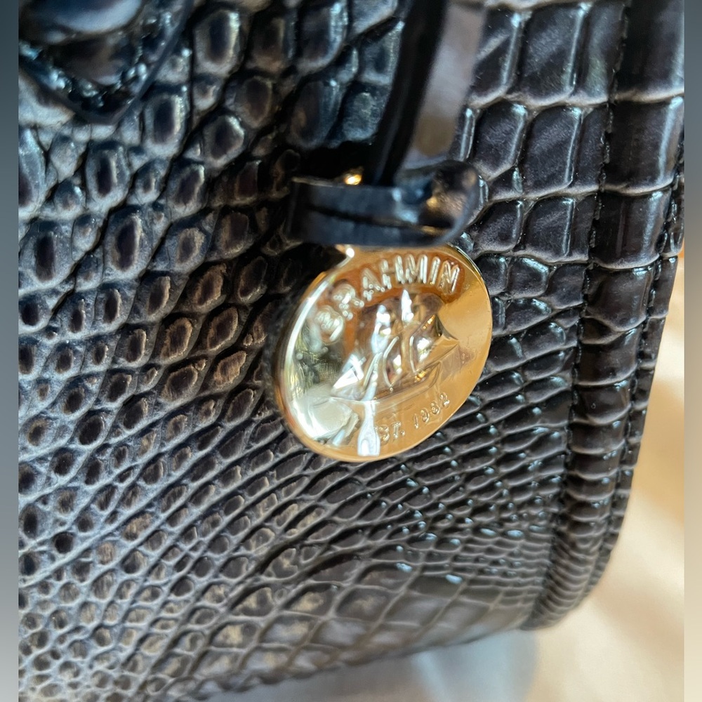 Brahmin Blue Croc-Embossed Satchel - Picture 7 of 11